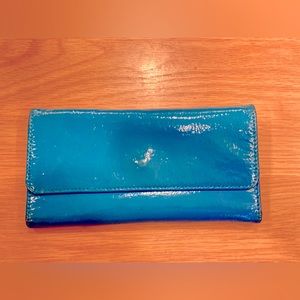 Anthropologie Miss Albright Turquoise Patent Leather Wallet